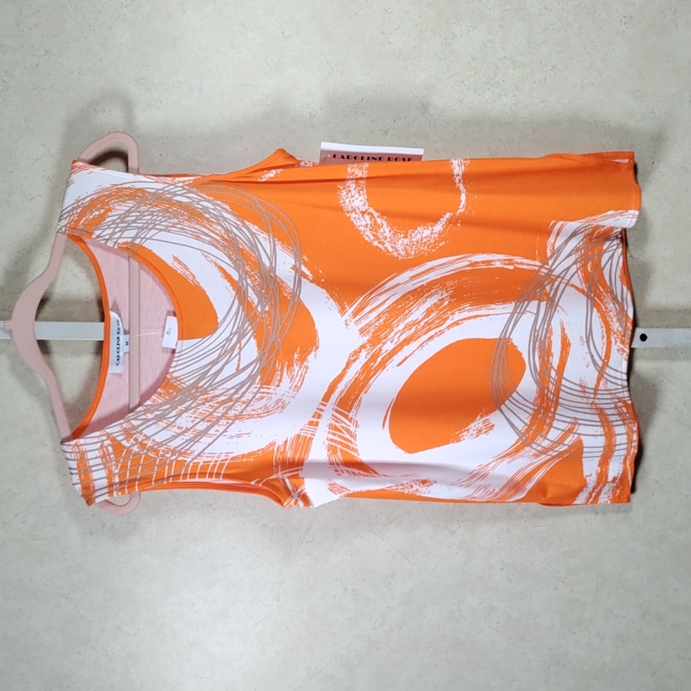 6191 Caroline Rose orange print sleeveless blouse M NWT